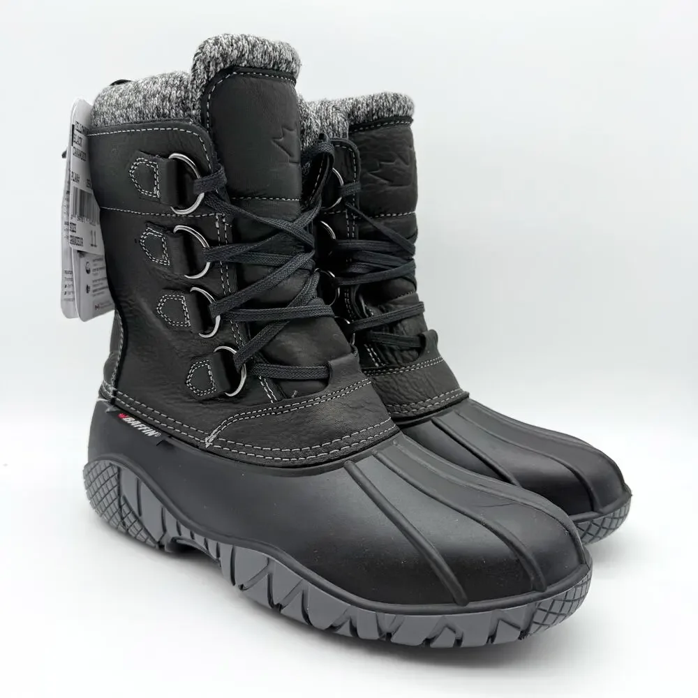 Baffin Women Yellowknife Snow Boots US 11 Black Leather Waterproof Insulated NIB
